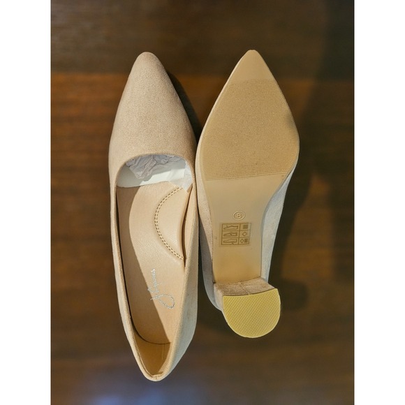 J. Adams Jolie Pump Heel Pointed Toe Mid-Block Heel Light Taupe Vegan Suede 8 - Picture 1 of 8
